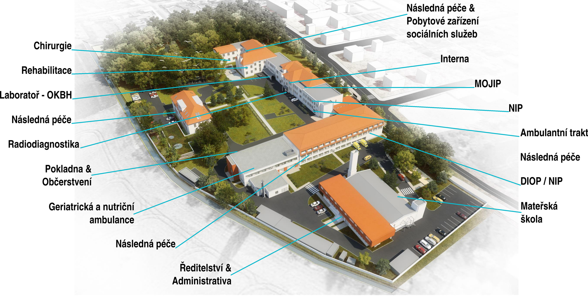 Mapa areálu nemocnice